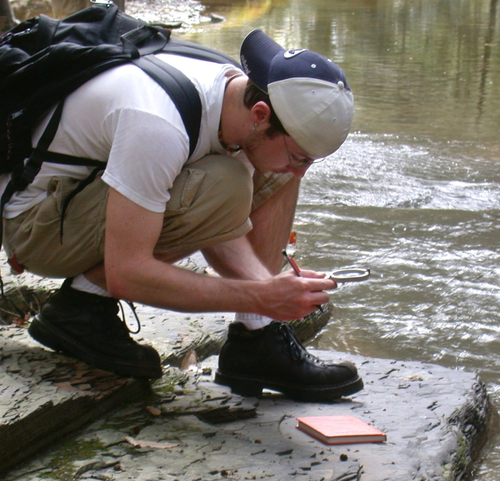 Earth Science student researching outside